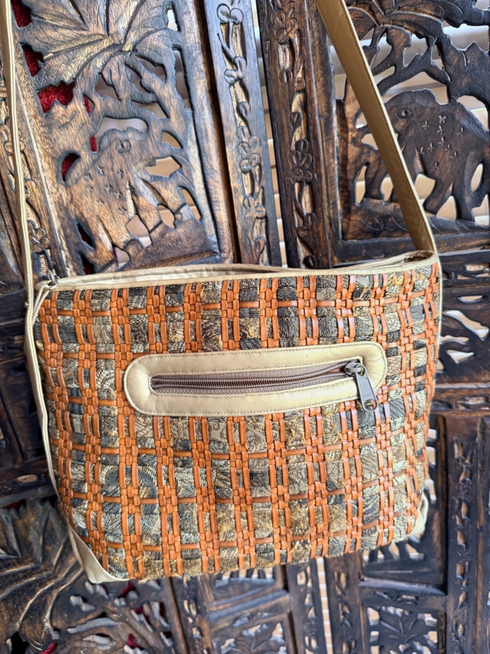 Vintage Sharif Woven Braided Multi ColorCrossbody Purse